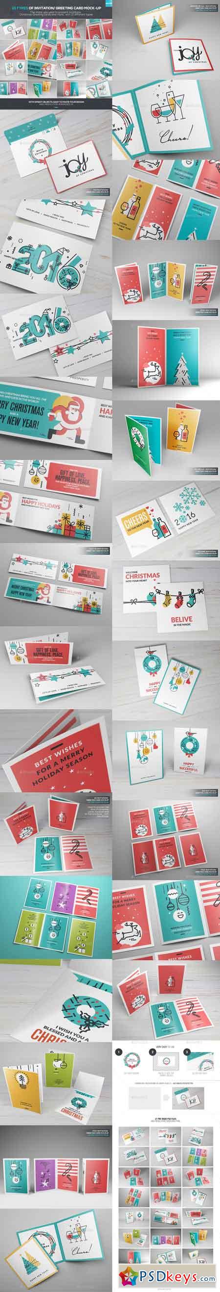 10 Types Of Invitation Greeting Card Mock-up 13834152