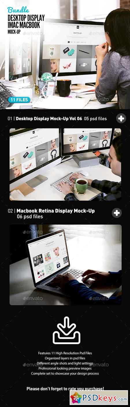 Desktop Screen Work Display Mock-Up Bundle All-in-One 15679081