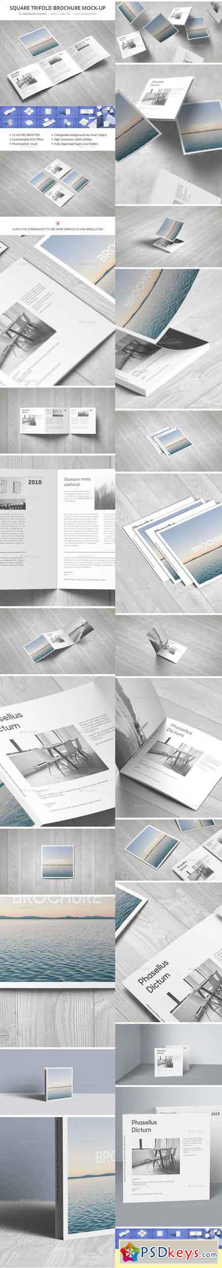 Square Trifold Brochure Mock-up 12777580