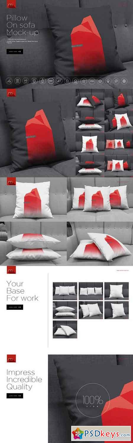 Pillow on Sofa Mock-up 448778