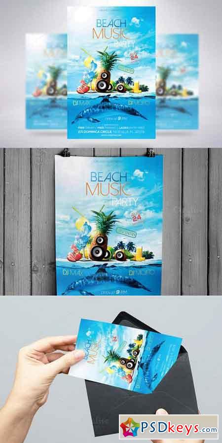 Beach Music Party Flyer 938014