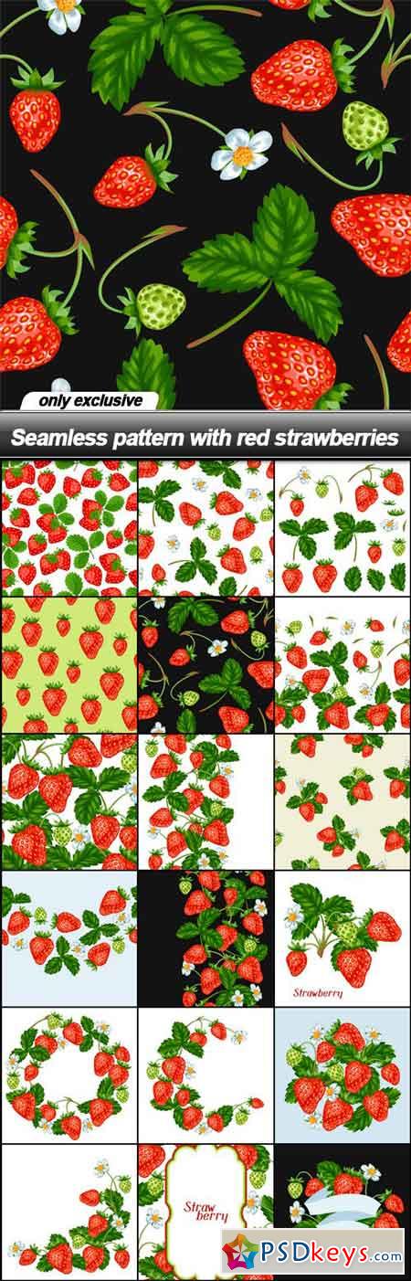 Seamless pattern with red strawberries - 18 EPS