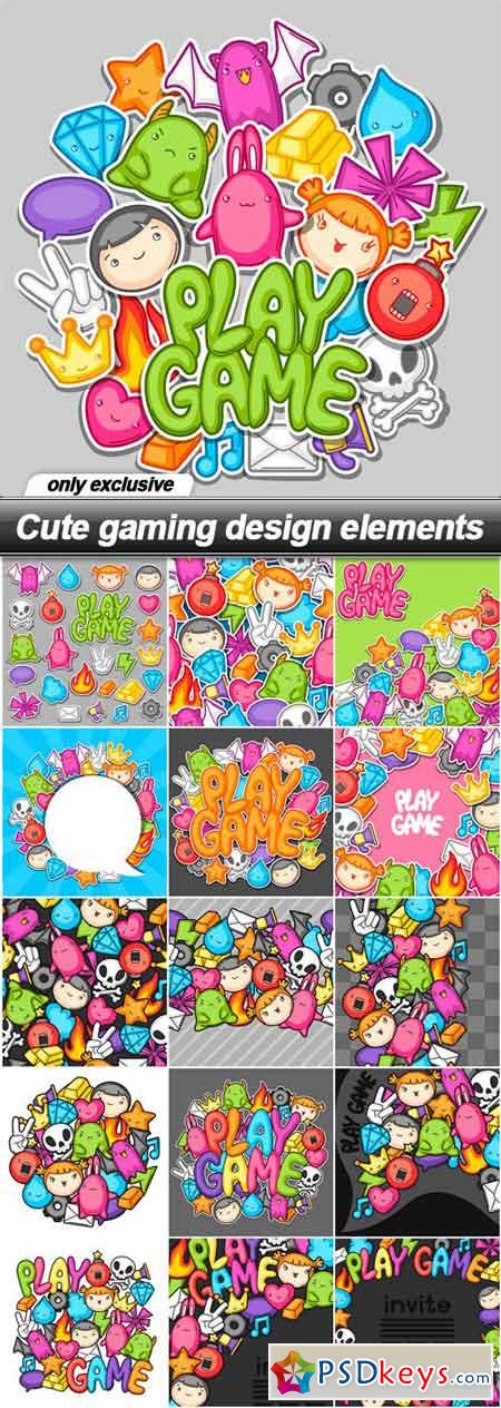 Cute gaming design elements - 16 EPS
