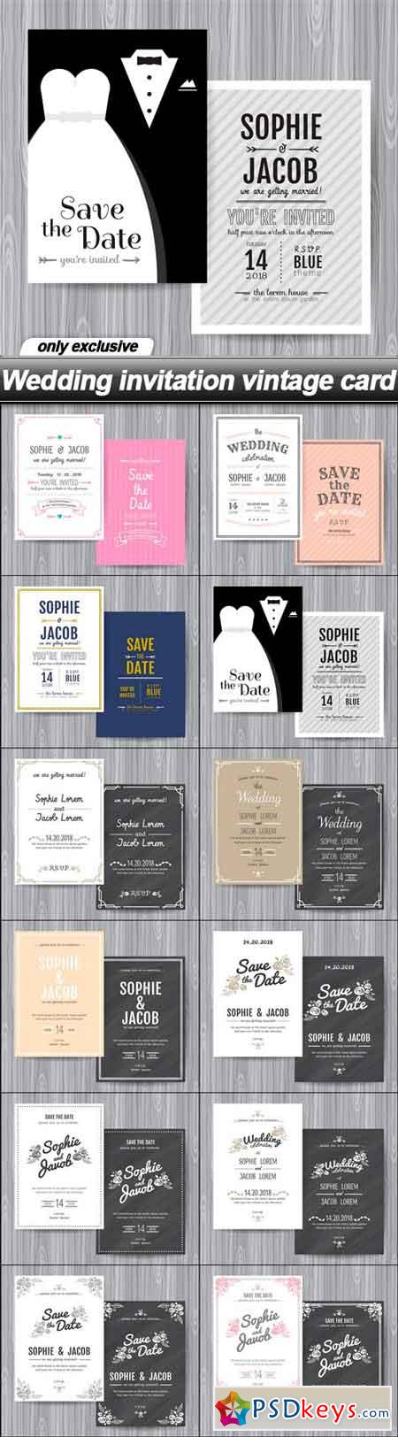 Wedding invitation vintage card - 12 EPS