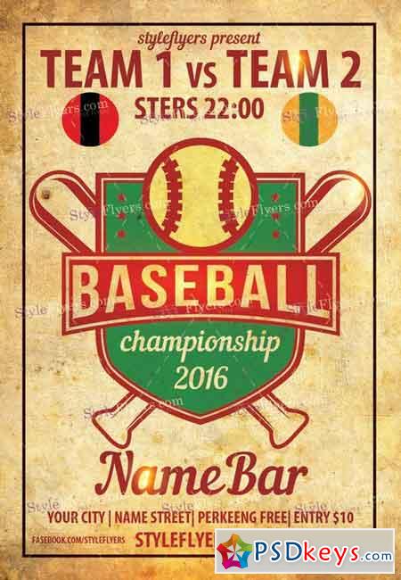 Baseball PSD Flyer Template + Facebook Cover