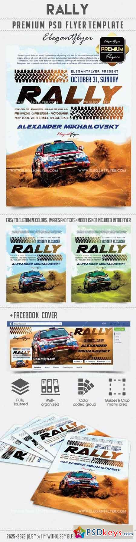 Rally  Flyer PSD Template + Facebook Cover