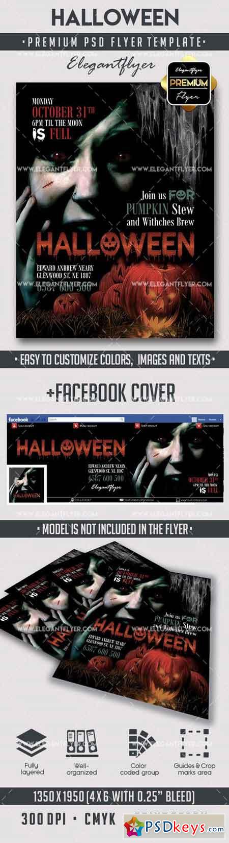 Halloween  Premium Flyer PSD Template + Facebook Cover