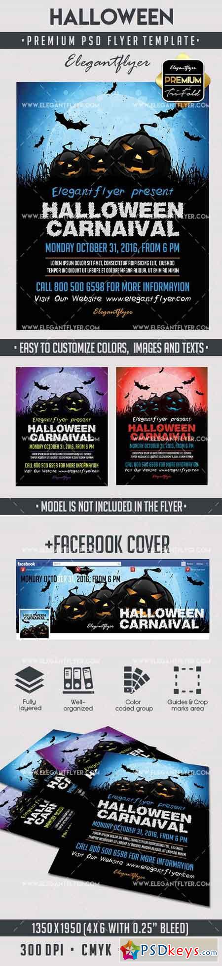 Halloween  Premium Flyer PSD Template + Facebook Cover 2
