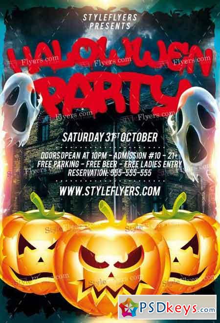 Haloween Party PSD Flyer Template + Facebook Cover