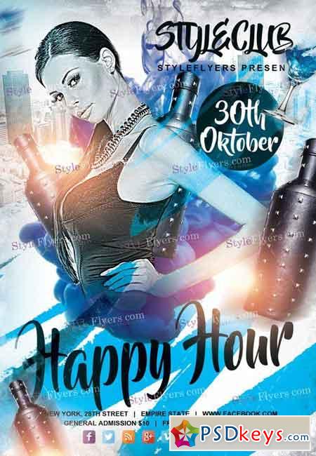 Happy Hour PSD Flyer Template + Facebook Cover