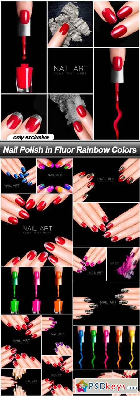 Nail Polish in Fluor Rainbow Colors - 17 UHQ JPEG