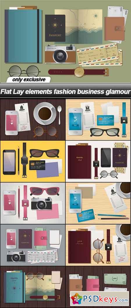 Flat Lay elements fashion business glamour - 11 EPS
