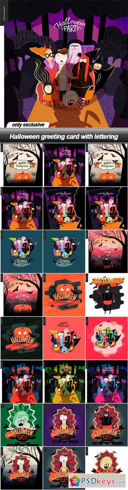 Halloween greeting card with lettering - 25 EPS