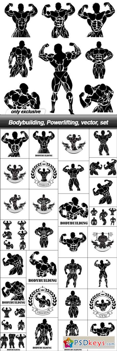 Bodybuilding, Powerlifting, vector, set - 31 EPS