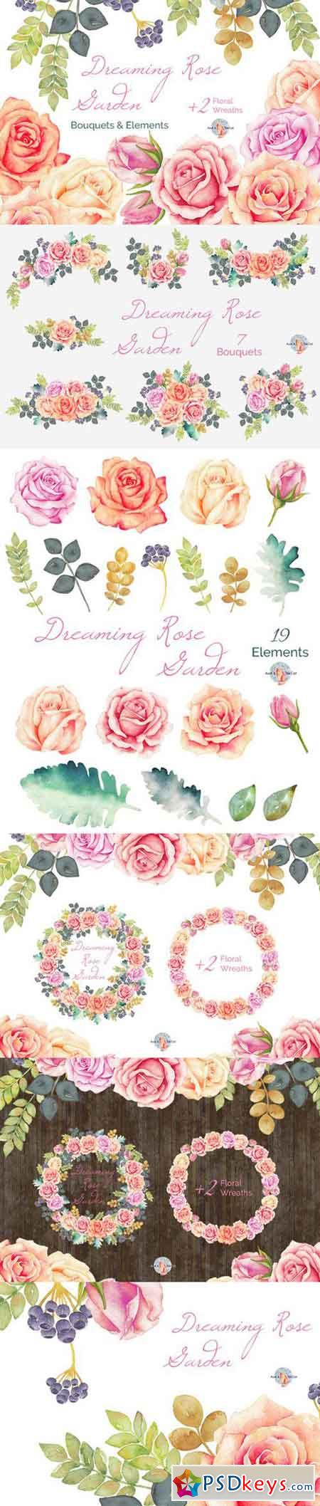 Dreaming Rose Garden Watercolor 448697