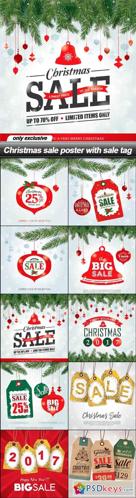 Christmas sale poster with sale tag - 10 EPS