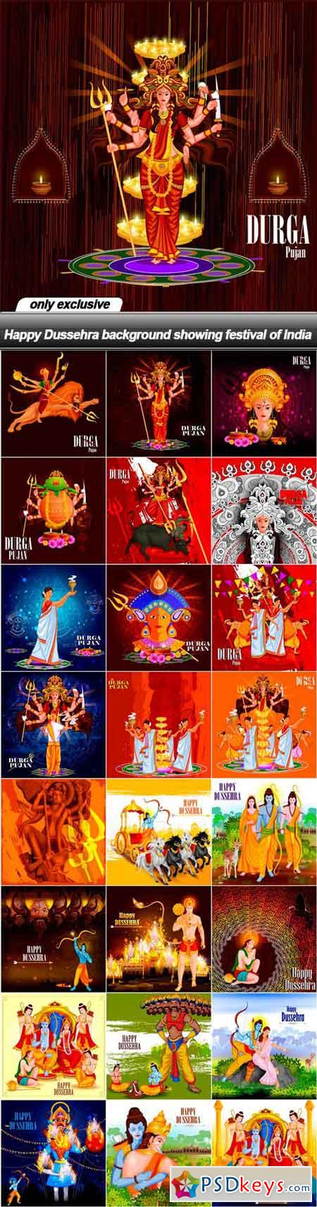 Happy Dussehra background showing festival of India - 25 EPS