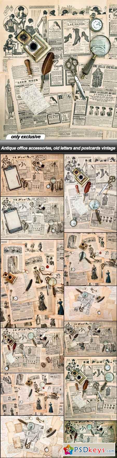 Antique office accessories, old letters and postcards vintage - 13 UHQ JPEG