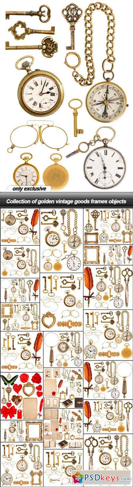 Collection of golden vintage goods frames objects - 21 UHQ JPEG