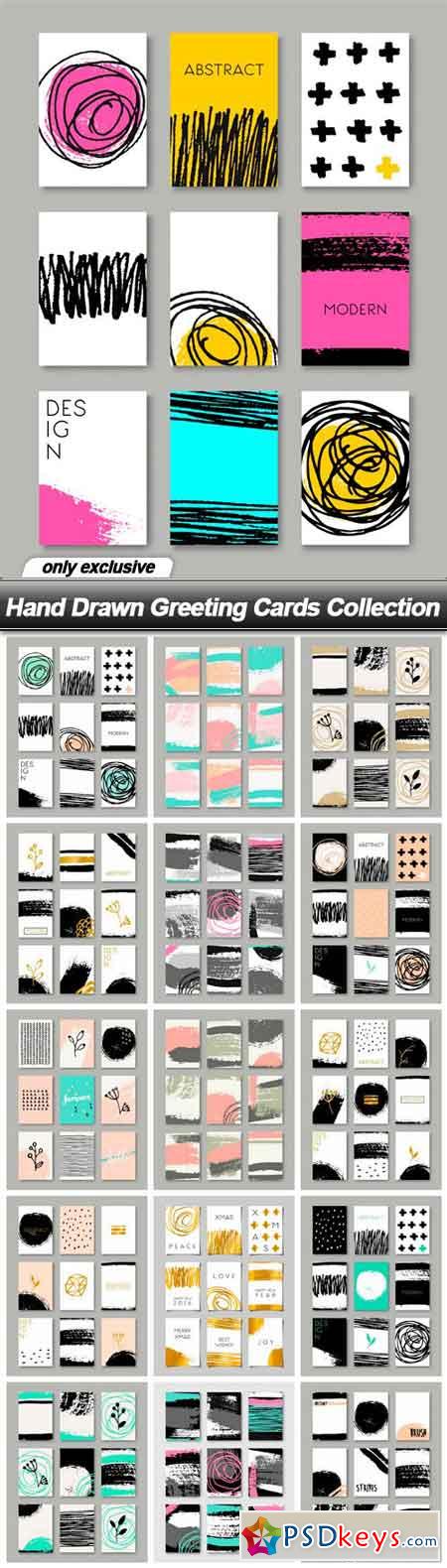 Hand Drawn Greeting Cards Collection - 16 EPS