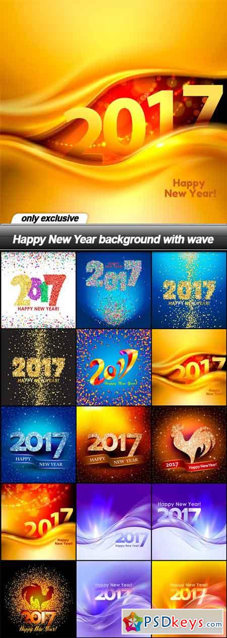 Happy New Year background with wave - 15 EPS