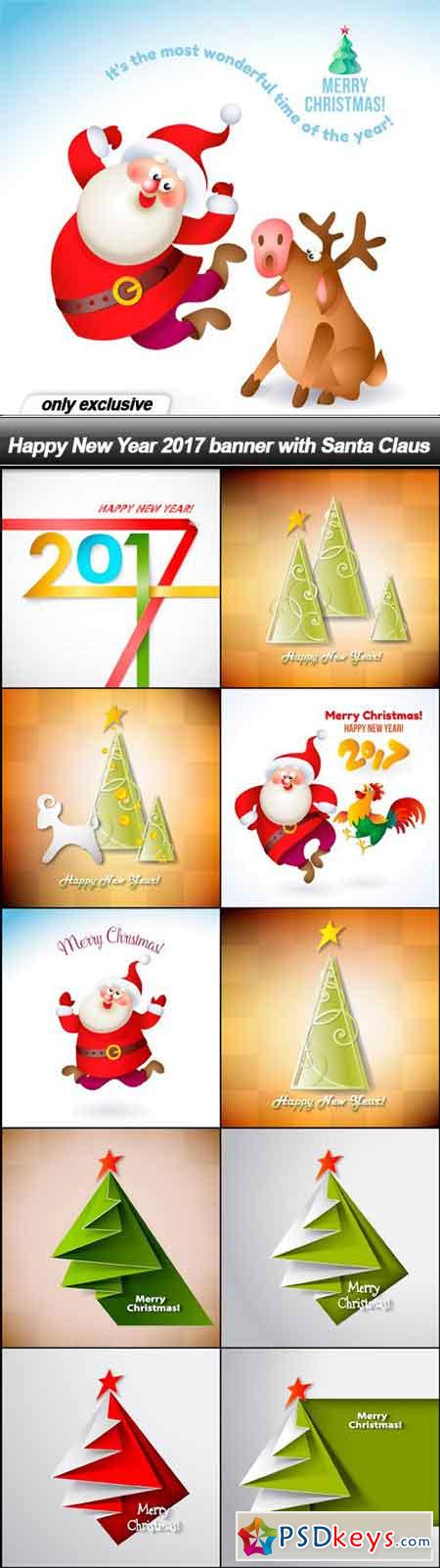 Happy New Year 2017 banner with Santa Claus - 11 EPS