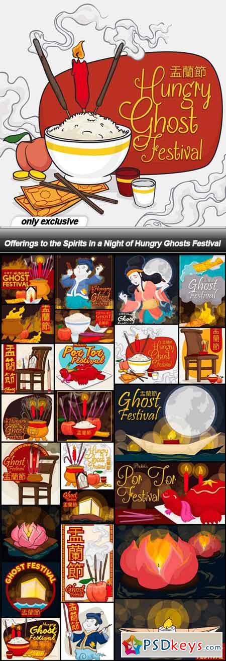 Offerings to the Spirits in a Night of Hungry Ghosts Festival - 24 EPS