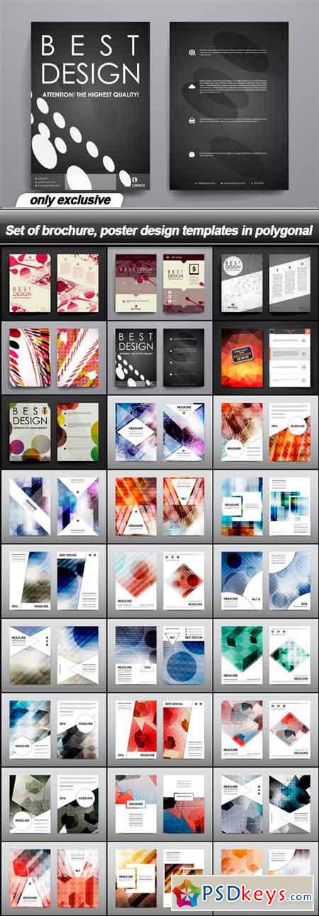 Set of brochure, poster design templates in polygonal - 27 EPS