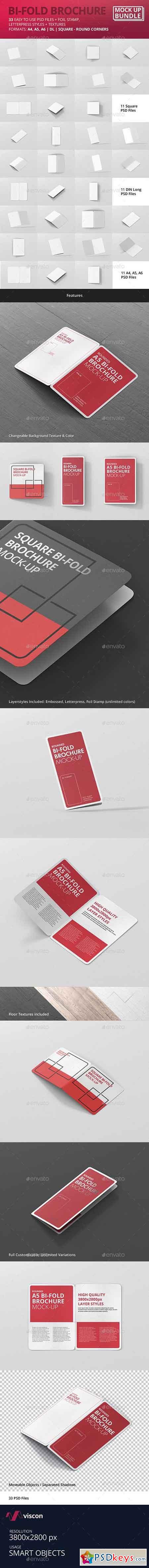 Bi-Fold Brochure Mock-Up Bundle - Round Corner 17324817