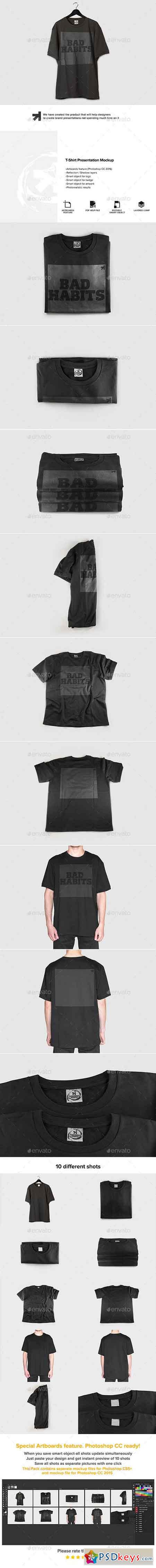 Black T-Shirt Presentation Mockup 16726206