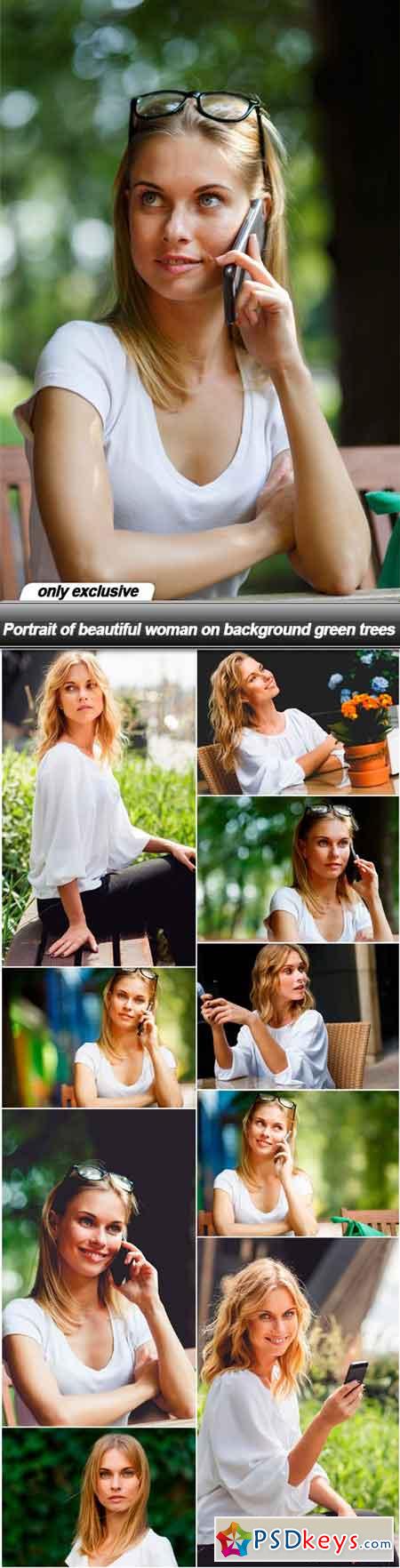 Portrait of beautiful woman on background green trees - 10 UHQ JPEG