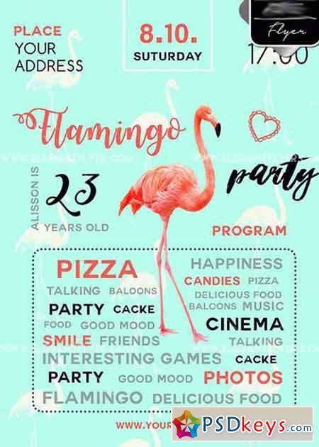 Flamingo Party V1 PSD Template + Facebook cover