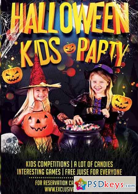 Kids Halloween V8 Premium Flyer Template + Facebook Cover