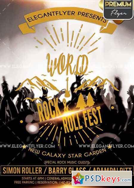Rock and Roll Fest V2 Flyer PSD Template + Facebook Cover