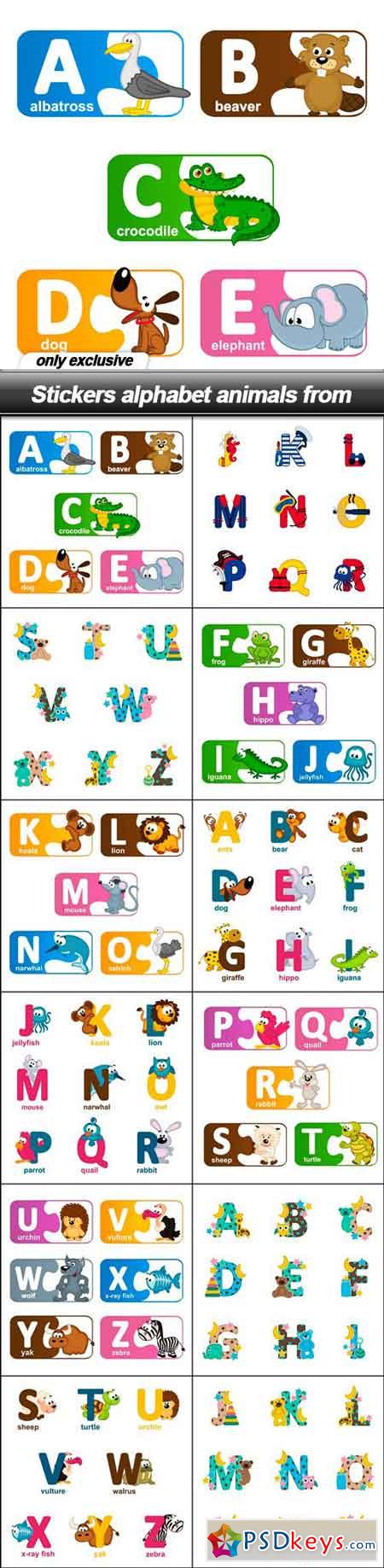 Stickers alphabet animals from - 12 EPS
