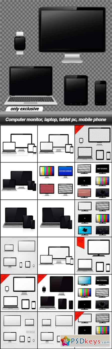 Computer monitor, laptop, tablet pc, mobile phone - 19 EPS
