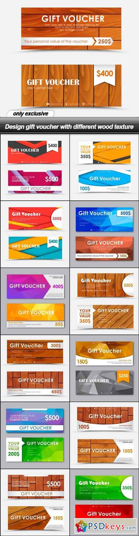 Design gift voucher with different wood texture - 13 EPS