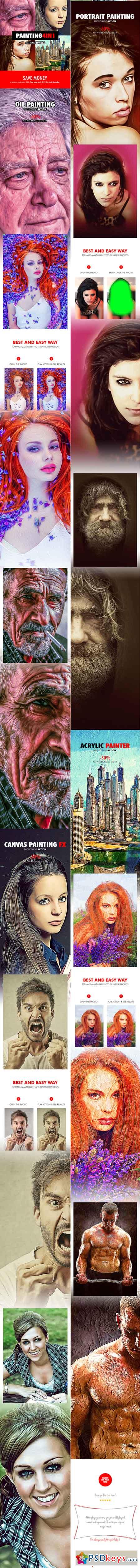 Painting - 4in1 Photoshop Actions Bundle V.1 18177924