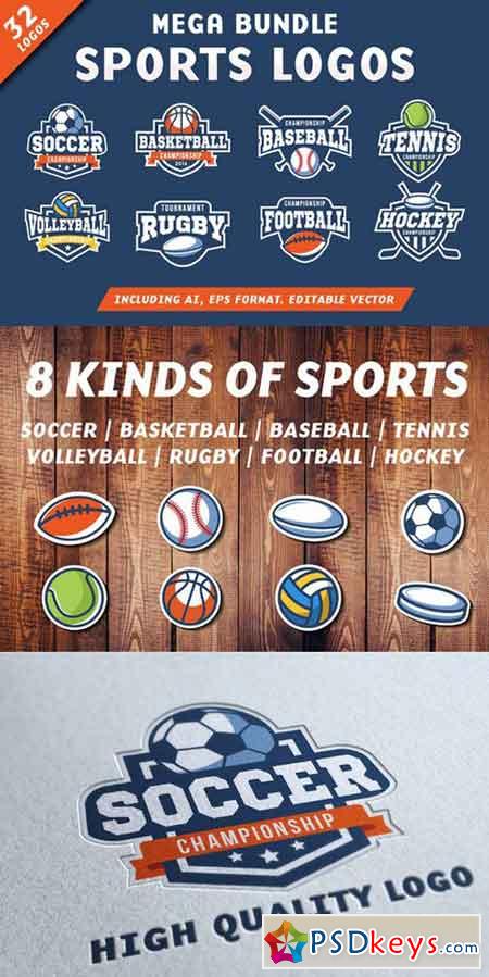 32 Sports Logos Bundle 951480