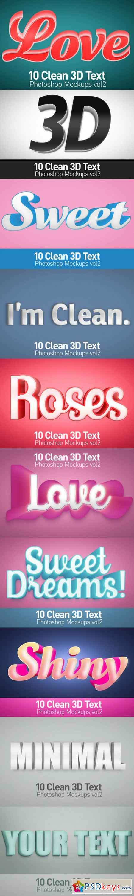 Clean 3D Photoshop Text Mockups Vol2 981648