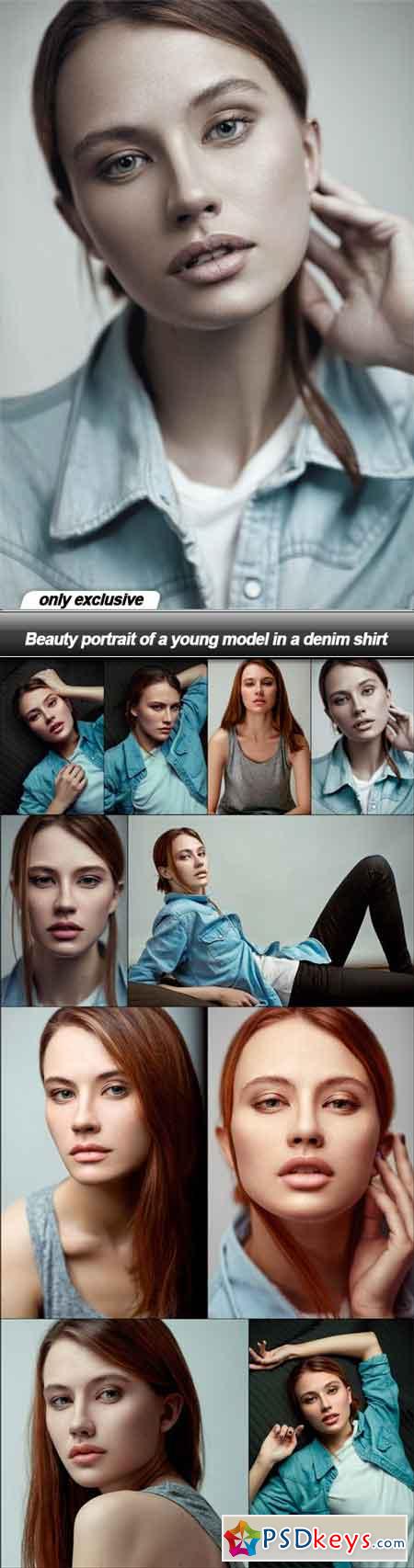 Beauty portrait of a young model in a denim shirt - 10 UHQ JPEG