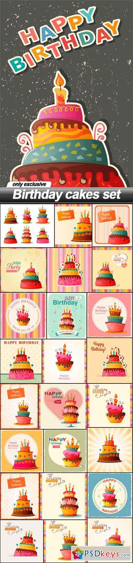Birthday cakes set - 25 EPS