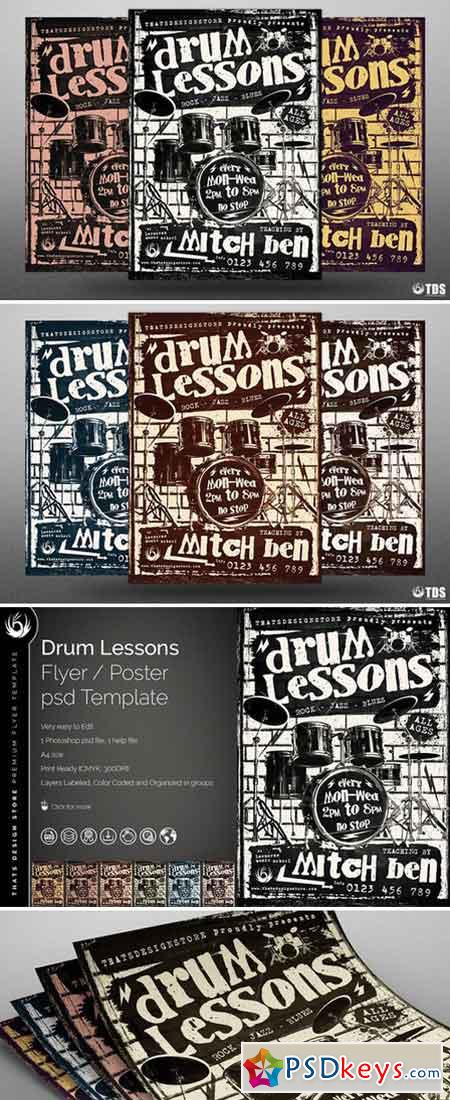 Drum Lessons Flyer Template 774425