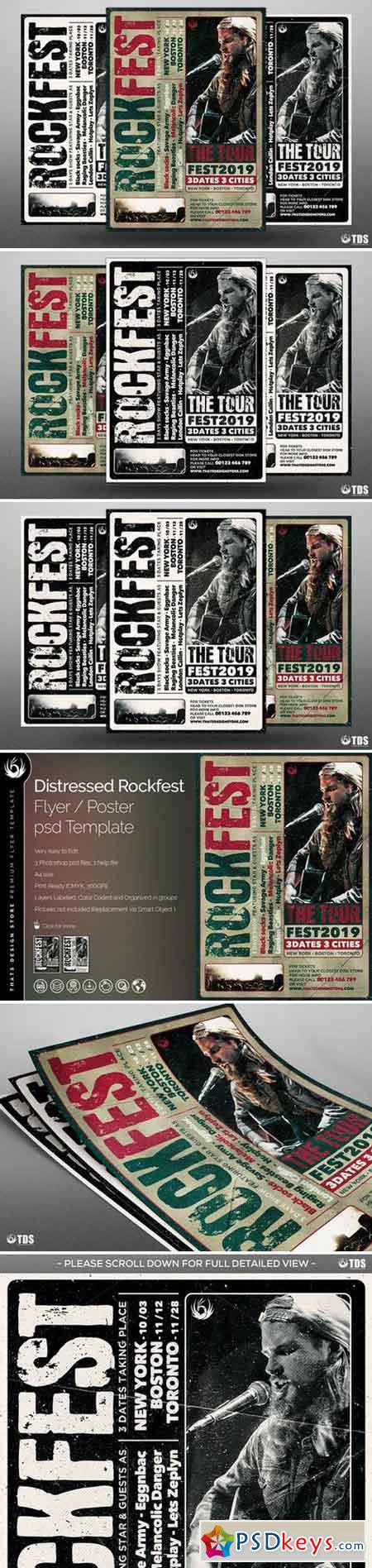 Distressed Rockfest Flyer Template 765746