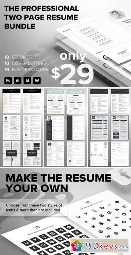 Professional 2 Page Resume Bundle 940420
