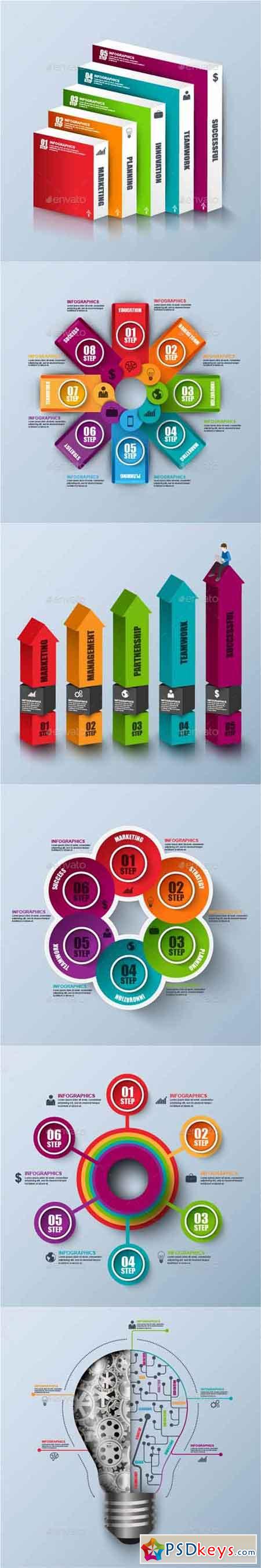 Set of Abstract 3D Digital Business Infographic 17837122
