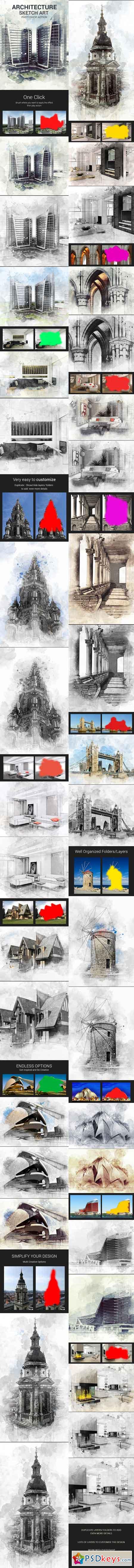 Architecture Sketch Art Photoshop Action 18366722