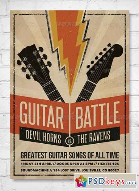 Guitar Battle - Music Flyer Poster 7928671