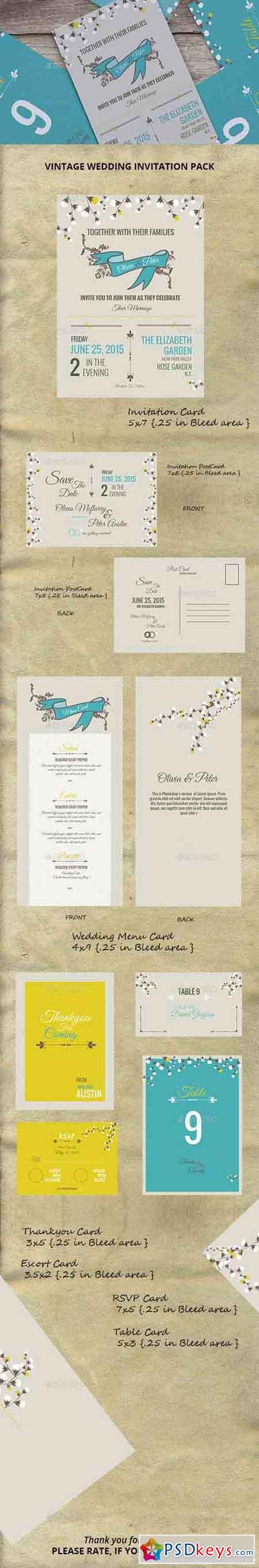 Vintage Wedding Invitation Pack 12071732