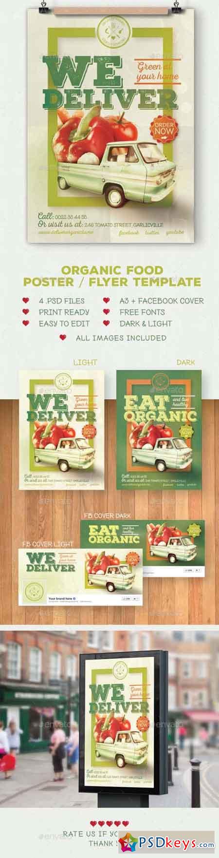 Organic food poster flyer template 14764471